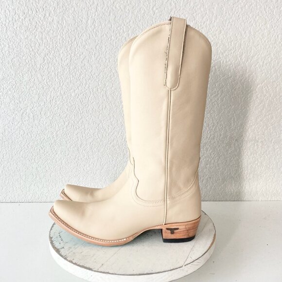 Lane EMMA JANE Womens Cowboy Boots 7.5 Pale Ivory Western Cowgirl Mid Calf Tall - Picture 4 of 11